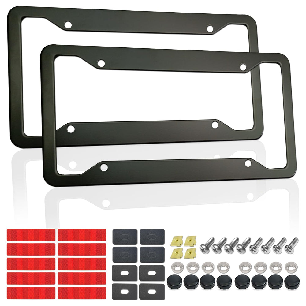 RCKJNJ black license frame 2-pack with matte finish for versatile front and rear use