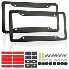 RCKJNJ black license frame 2-pack with matte finish for versatile front and rear use