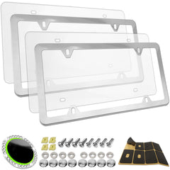 RCKJNJ clear license plate frame front view maintains visibility and legality.