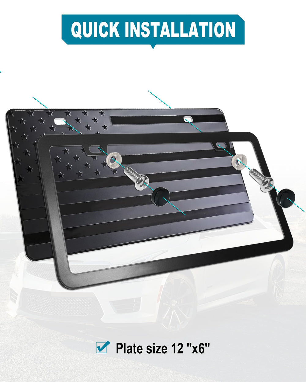 RCKJNJ metal flag badges highlight patriotic details with durable aluminum.