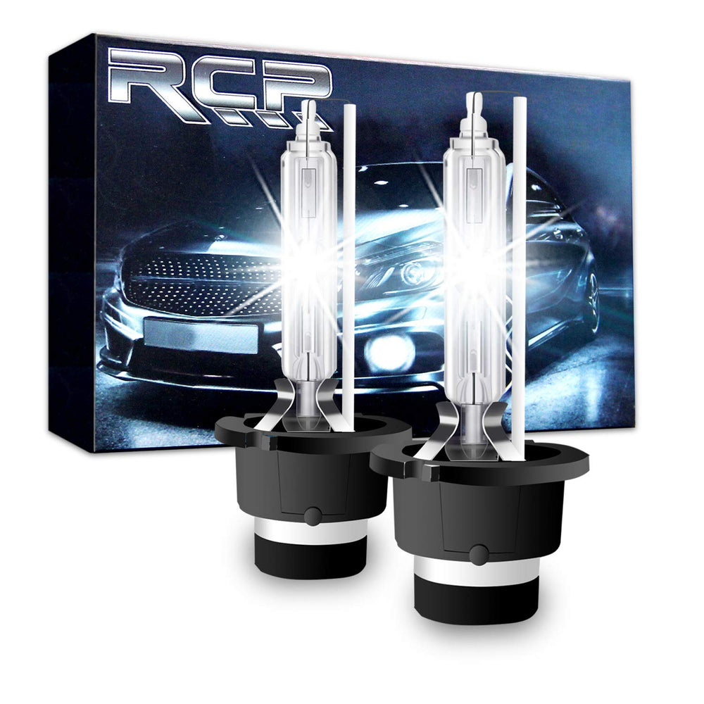RCP D2S6 pair 6000K xenon HID bulbs deliver bright beams for night driving.