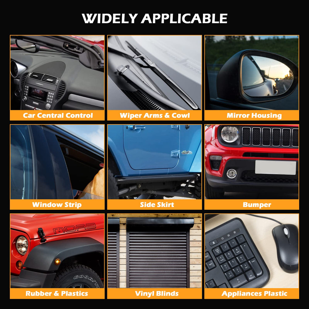 REALINN Plastic Restorer black plastic trim demonstrates UV protection and fading resistance