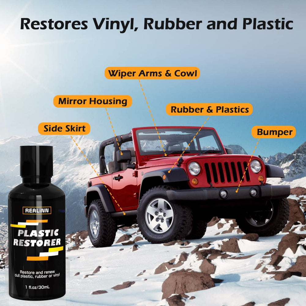 REALINN Plastic Restorer sponge application highlights even spread and smooth finish