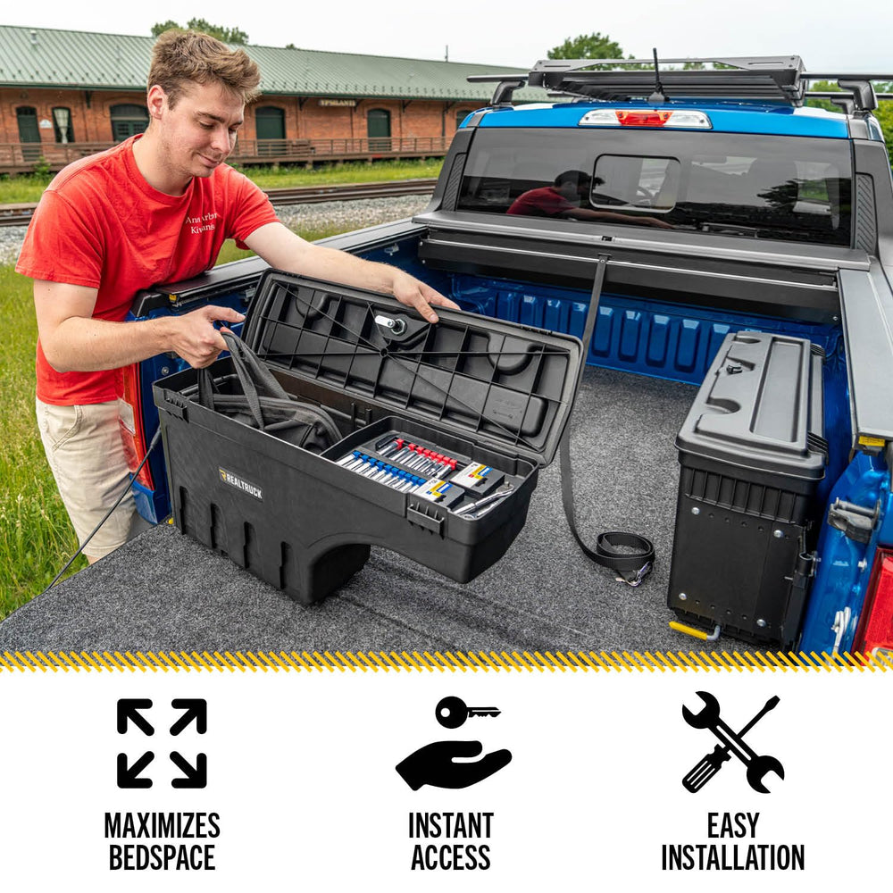 RealTruck SwingCase removable tray helps organize tools