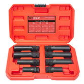 REBRA 6-7 spline lug-nut socket set for versatile aftermarket rim compatibility and easy removal.