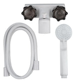 RecPro 4 inch RV diverter faucet with white smoke finish for easy bath to shower switching