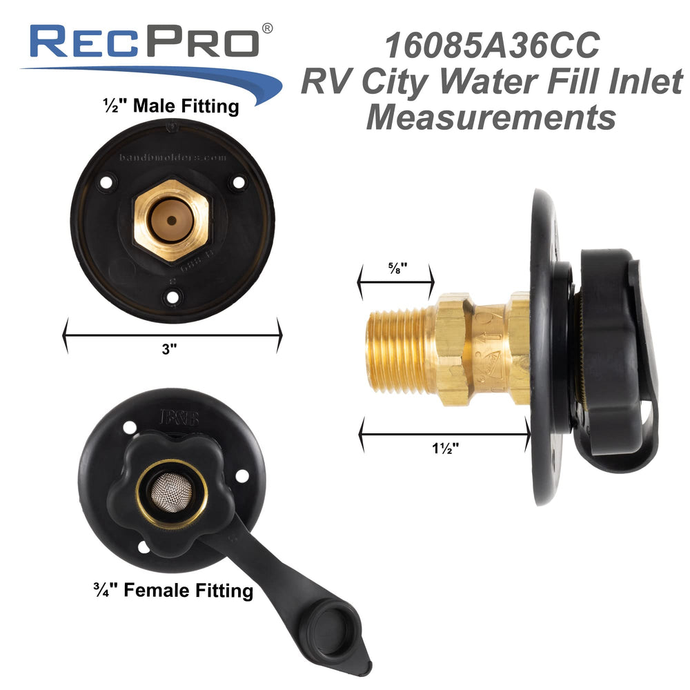 RecPro black housing matches RV aesthetics and resists road salt.
