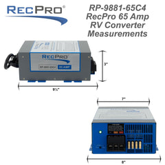 RecPro RV Converter 65 Amp installed in an RV cabinet for space efficiency