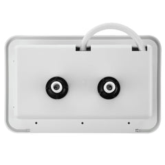 White finish complements many RV exteriors and campsites.