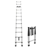 RecPro RV Telescoping Ladder extended to reach high RV roof edges