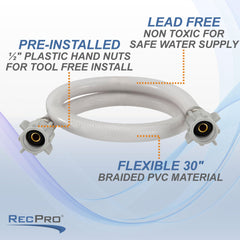 RecPro RV Water Hose stretched to 30 inches for flexible RV water system reach