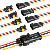 Red Wolf 16AWG 3-Pin waterproof connector front view for secure car wiring