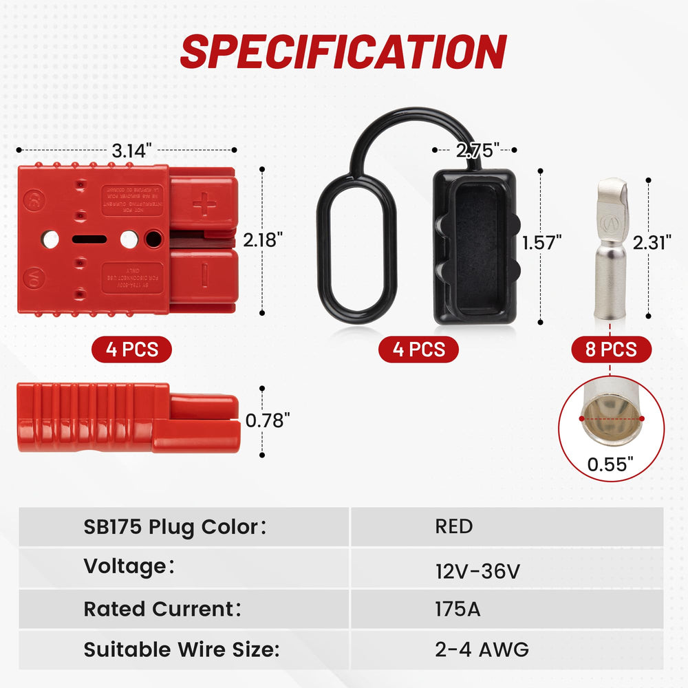 Red Wolf 175A Mn-steel spring resists rust for lasting contact