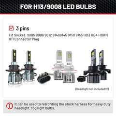 RED WOLF 9008 H13 headlamp socket adapter shown for Jeep-fit use.