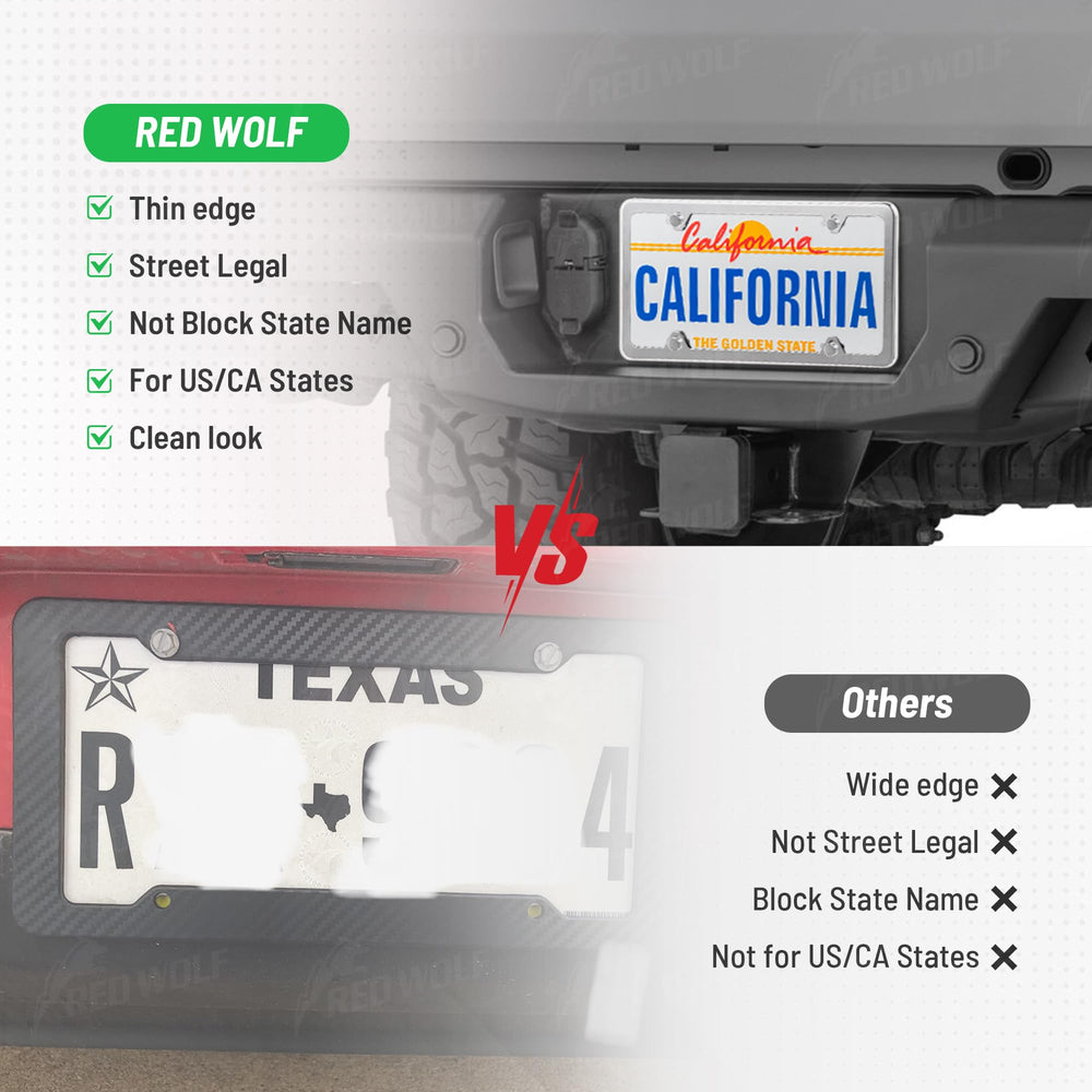 RED WOLF license plate kit demonstrates long-lasting durability and weather resistance