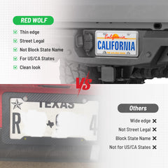 RED WOLF license plate kit demonstrates long-lasting durability and weather resistance