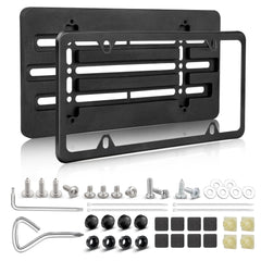 RED WOLF front license bracket with stainless steel frame for universal, rust-resistant fit.