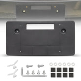 Red Wolf license bracket on WRX front bumper with round holes for easy mounting