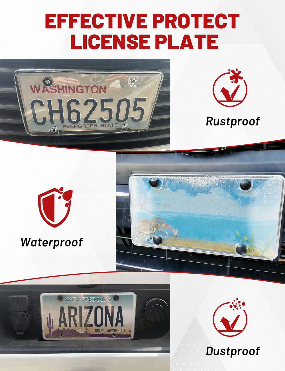RED WOLF universal-fit 6x12 protector on a standard US plate