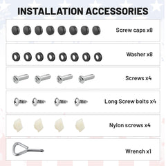 Red Wolf mounting caps and screws included for easy installation.