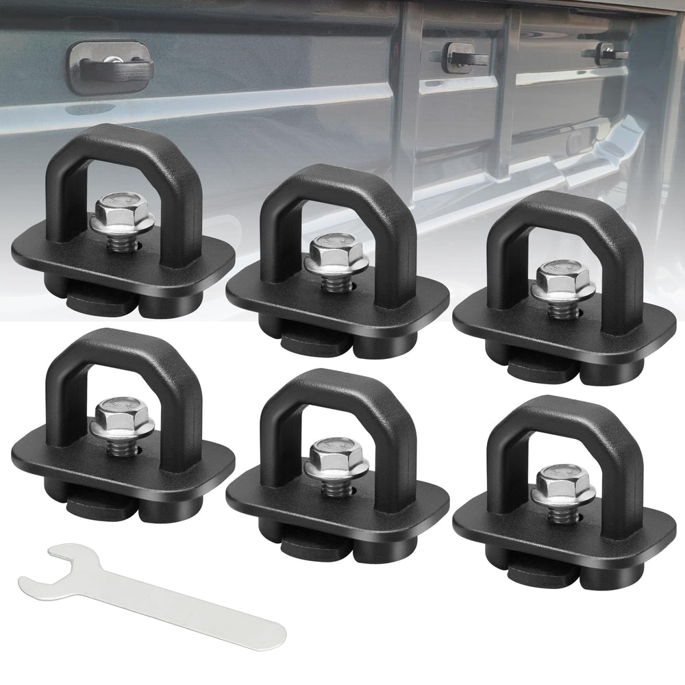 RED WOLF bed-side tie down anchors installed in GM truck bed for secure loads