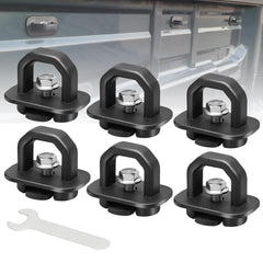 RED WOLF bed-side tie down anchors installed in GM truck bed for secure loads