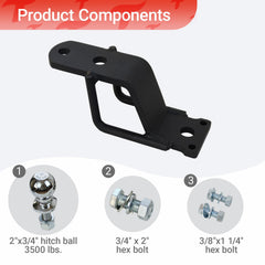 REDTEE 2-inch ball hitch with chrome-plated ball for durable towing.
