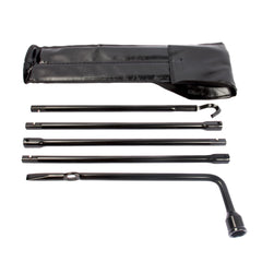 Reeauto spare tire tool kit in carrying case for roadside readiness.