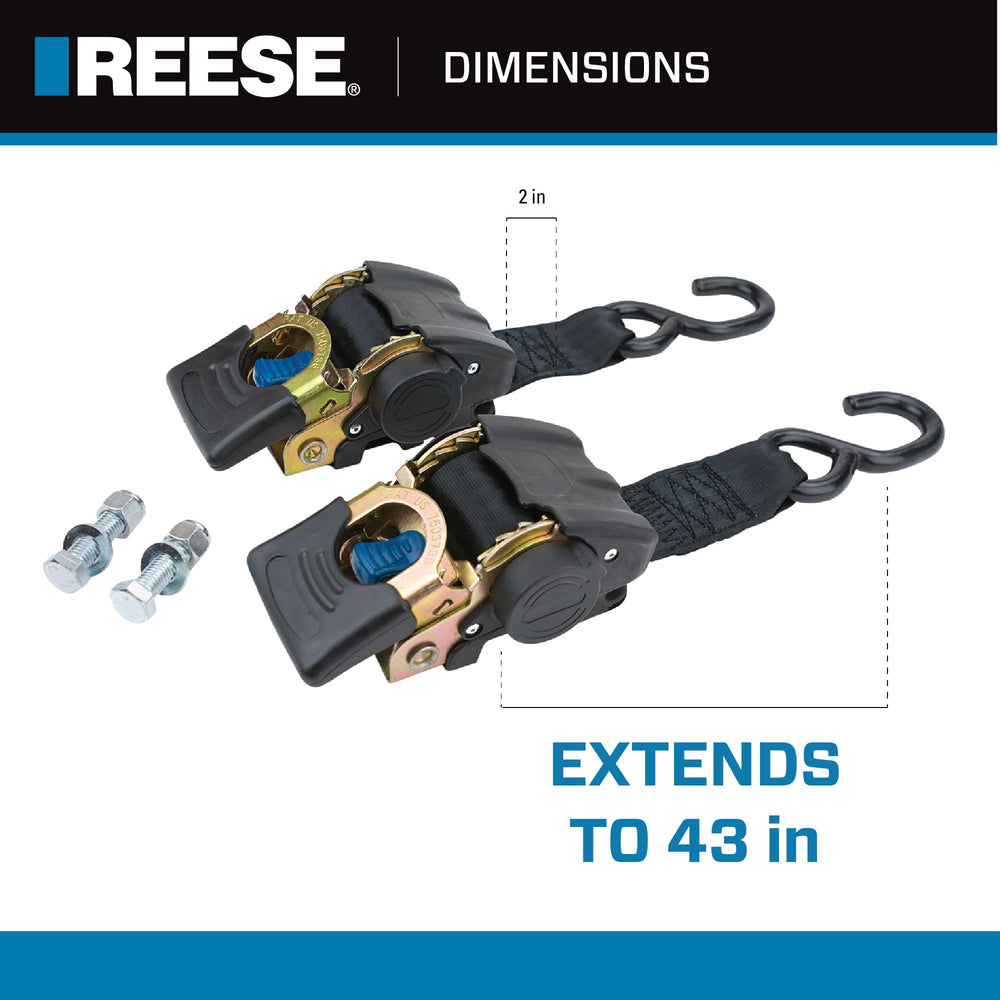 Reese transom tie-down locked in place to prevent slippage during transit.