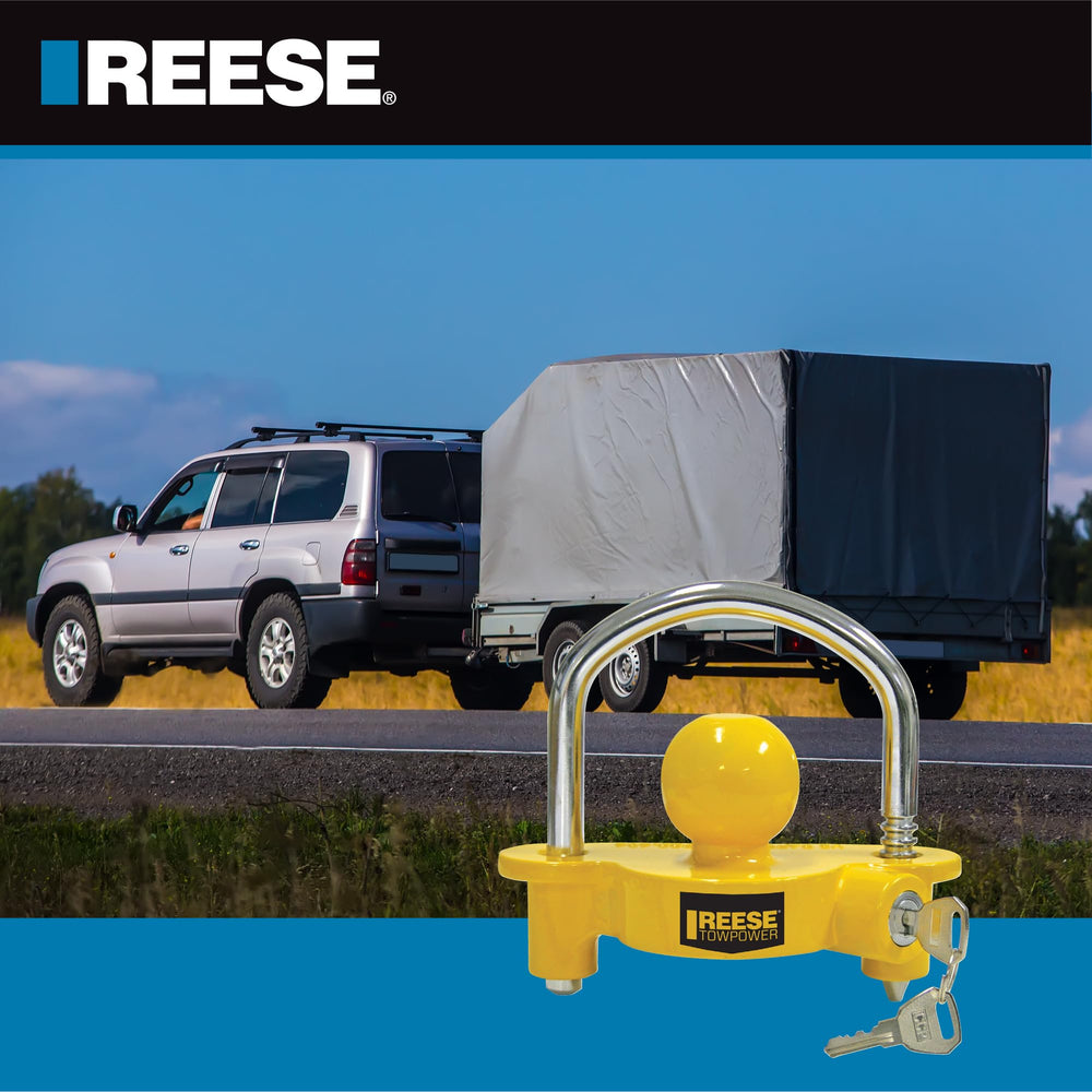 REESE Towpower 9x9x3 inch footprint supports versatile trailer security in storage