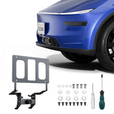 REEVAA front license plate frame on Tesla Model Y Juniper 2025 with no-drill install.