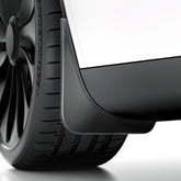 REEVAA mud flaps for Model Y Juniper – front left view protects paint from spray.