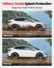 REEVAA mud flaps for Model Y Juniper – rear right view shields against road debris.