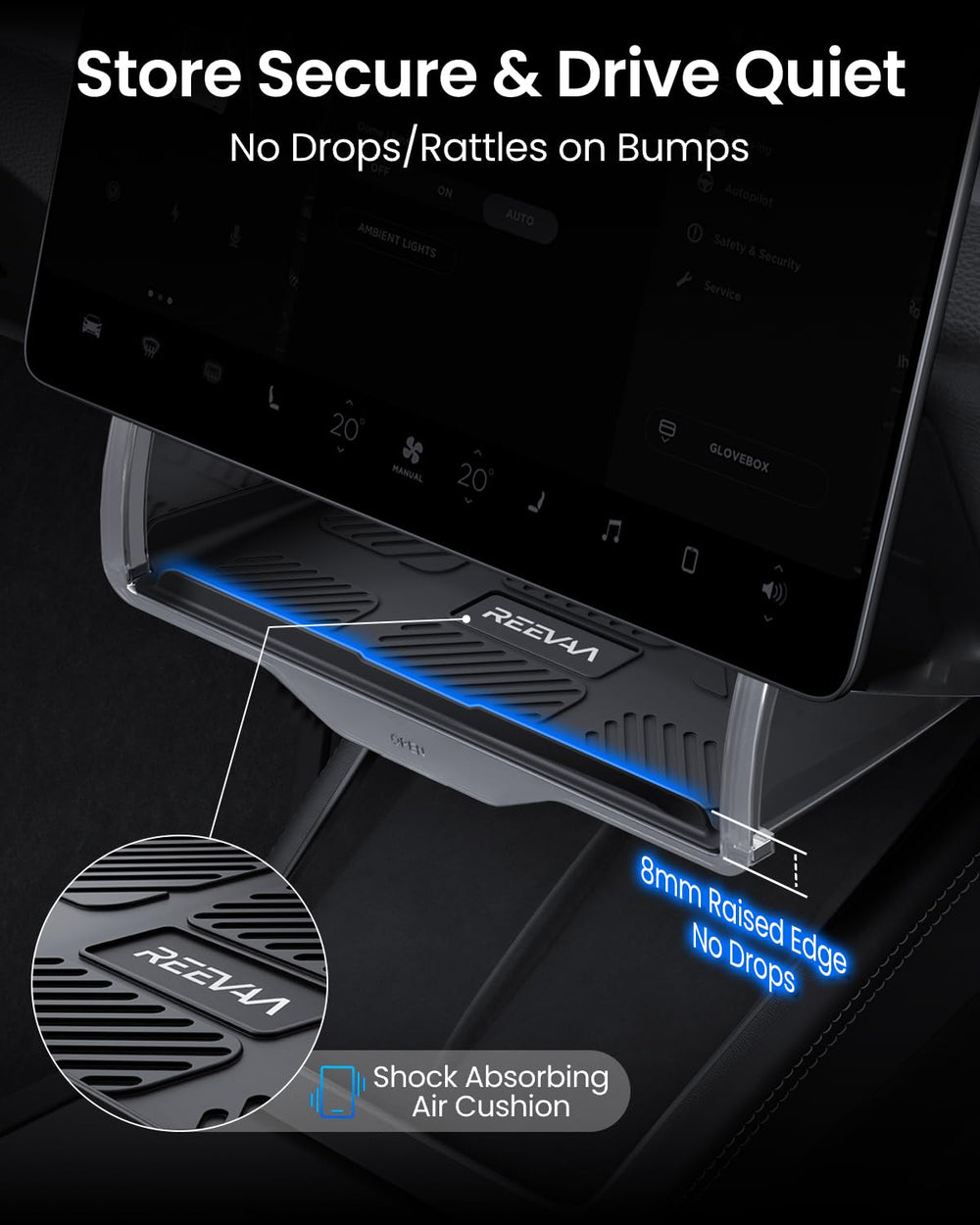REEVAA soft padding protects paint when the console area contacts