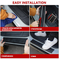 REFORM DESIGN door sill guard installation demonstrating peel-and-stick method