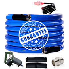 REHOSEUP 75ft heated water hose for RV setup, preventing freezing