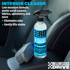 Relentless Drive foam-free and dye-free formula minimizes residue after cleaning.