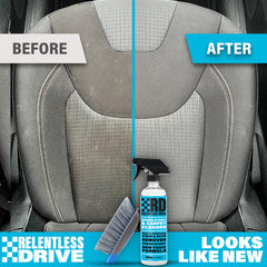 Relentless Drive interior brush in action agitates dirt for thorough fabric lift.