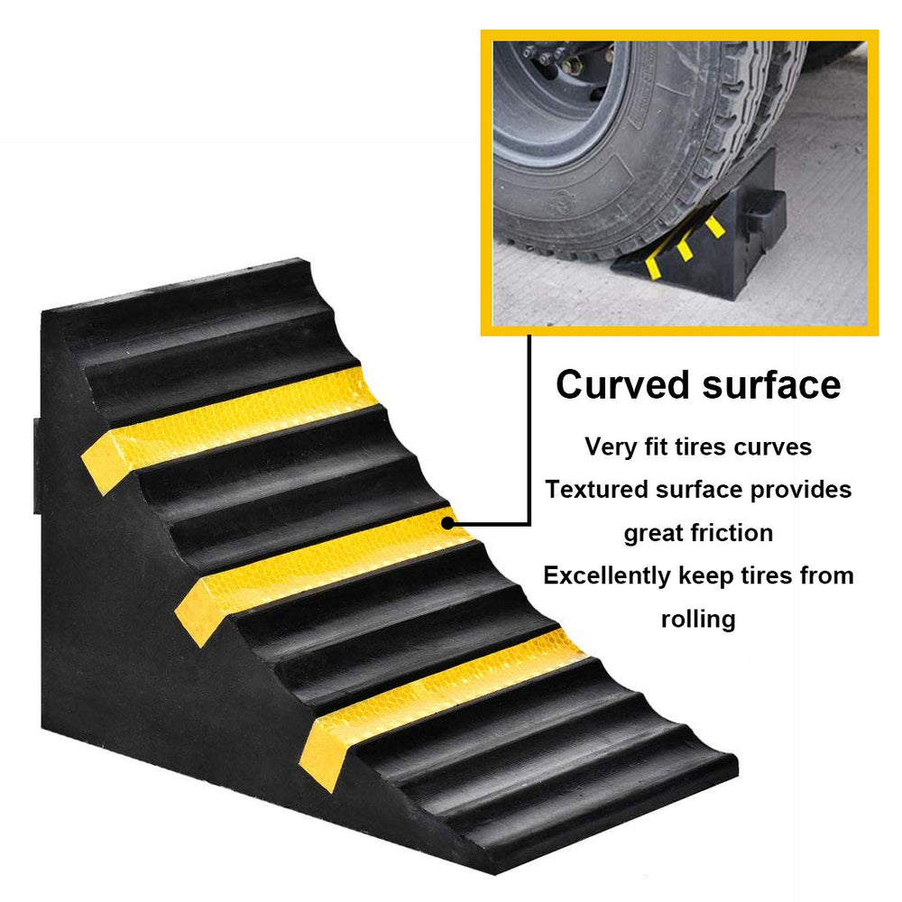 RELIANCER wheel chocks textured surface delivers strong tire grip