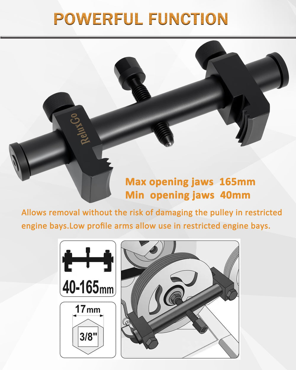 ReluxGo AC pulley ribbed puller used for A/C compressor pulley removal