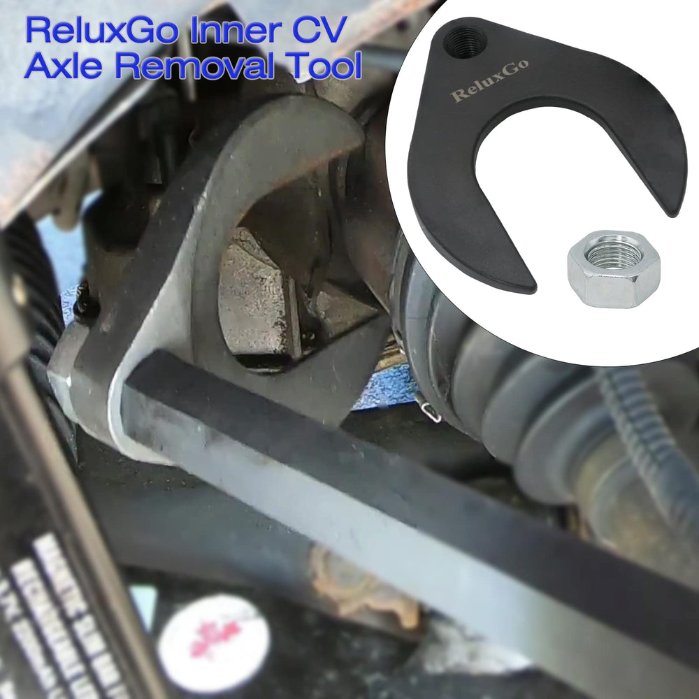 ReluxGo tool positioned around shaft behind inner boot for removal.