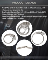 ReluxGo CV boot clamp kit axle compatibility covers drive and CV joints.