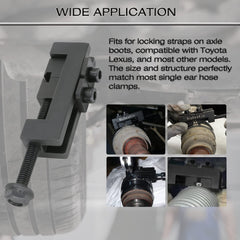 ReluxGo drive shaft clamp tool demonstrates quick, easy removal of dust boot locking straps.