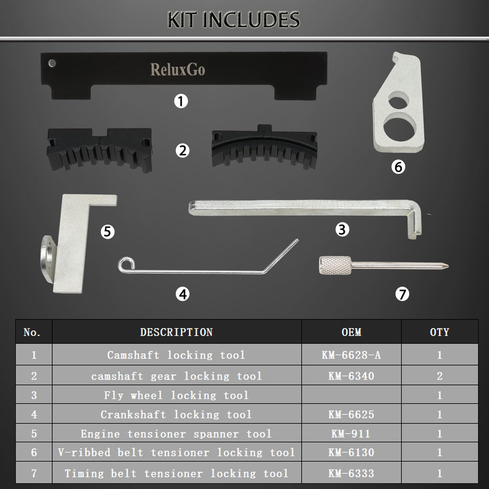 ReluxGo flywheel locking tool stabilizes the engine during belt work
