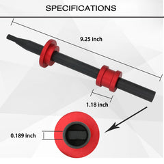 ReluxGo oil pump primer tool chuck-fit closeup shows compatibility with 3/8 and 1/2 inch drills.