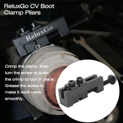 ReluxGo single-ear hose clamp pliers apply and remove clamps on CV boots.