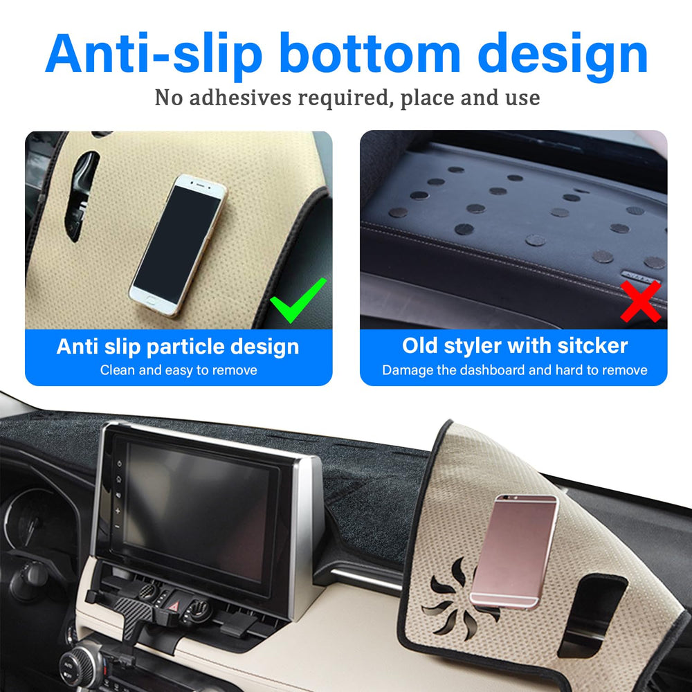 REMOCH dash cover anti-slip backing secures the mat without adhesive.