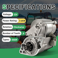 Rendrox 12V starter motor for Kubota RTV1140, durable performance under heat.