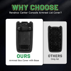 Rendrox black finish armrest lid cover preserves interior style and hides wear