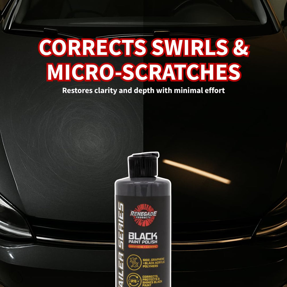 Renegade Graphene Ceramic Black Paint Polish water bead closeup highlights beading.